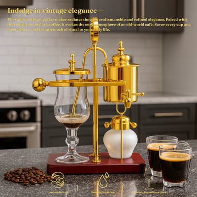 Nispira Vintage Belgium Belgian Royal Balance Syphon Siphon Coffee Maker, Gold