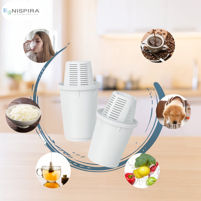 Nispira Water Filter Replacement Compatible with Nakii Aquaphor Water Pitcher Dispenser Removes Chlorine, Lead, Odor, Color Reduce Water Hardness