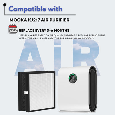 Nispira KJ217 Filter Replacement Compatible with MOOKA KJ217 Smart Large Air Purifier