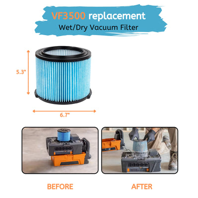 Nispira VF3500 Vacuum Filter Replacement Compatible with Ridgid Wet/Dry Vac 3-Layer Filters WD4050 WD4070 WD4522