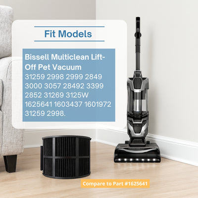 Nispira 2998 HEPA Filter for Bissell Multiclean Lift-Off Pet Vacuum 31259 2998 2999 2849 3000 3057 28492 3399 2852 31269 3125W 1625641 1603437 1601972 31259