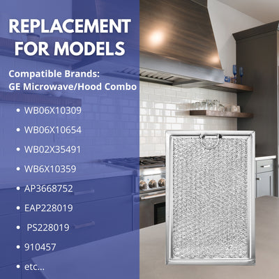 Nispira  Air Grease Filters Replace GE microwave range hood WB06X10309