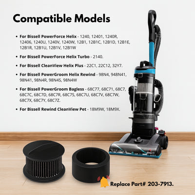 Nispira 2037913 HEPA Foam Filter for Bissell Upright Vacuum Cleaner 9 10 12 Helix PowerGroom CleanView 18M9W, 68C77, Turbo 203-7913, 32R9,1240, 12B1C, 22C1, 32Y7