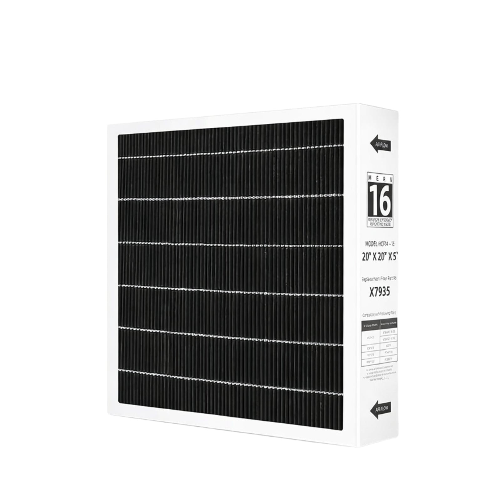 Nispira HBX7935 furnace filter 20x20x5 MERV 16 HVAC air filter