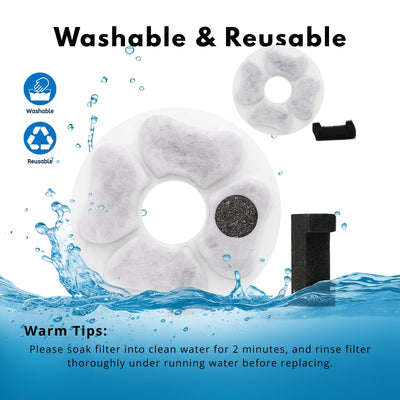 Nispira Cat Water Fountain Replacement Filters with Activated Carbon, Compatible with DEEIPET 74oz/135oz Models