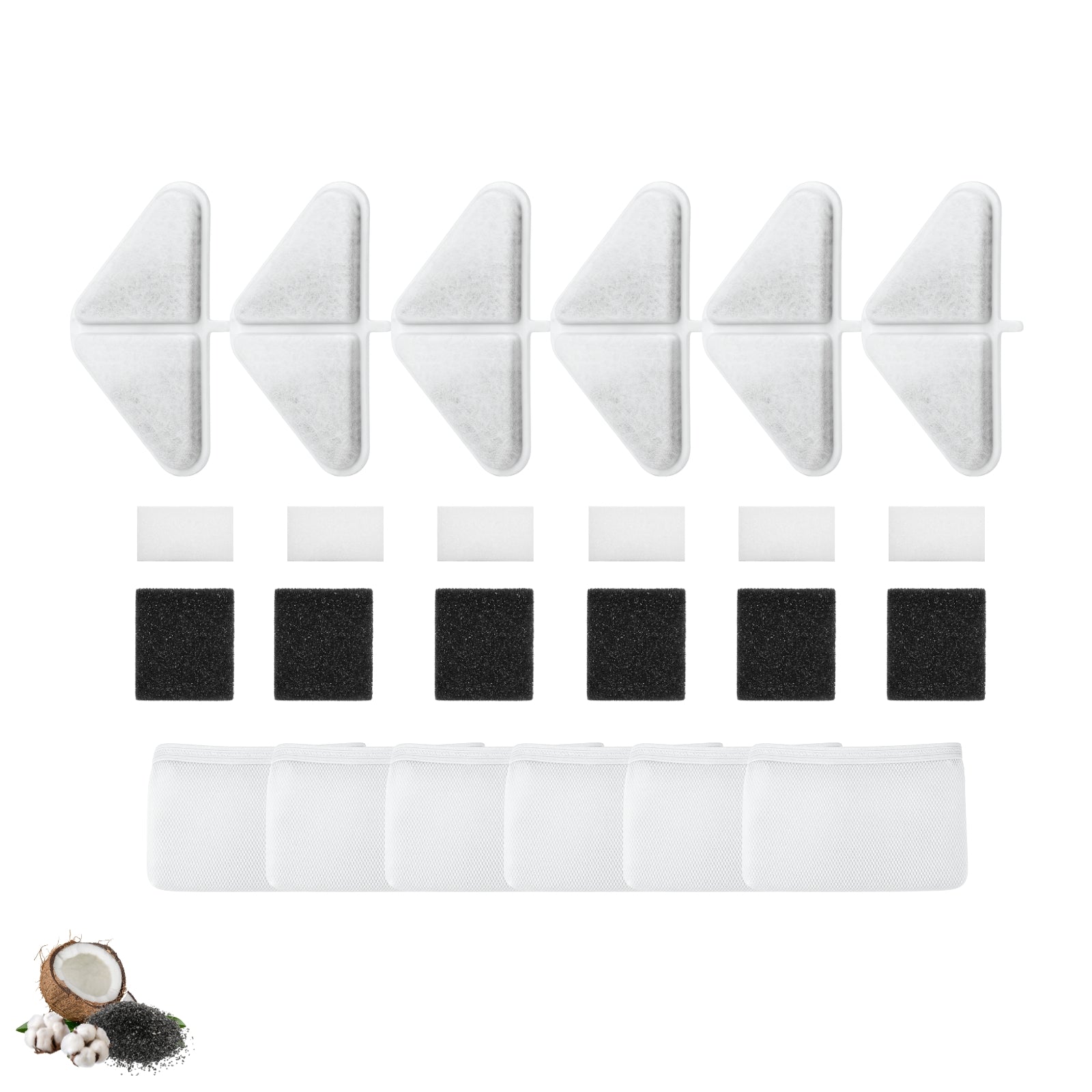 Nispira Pet Fountain Filter Replacements for Kastty 230oz/7L Dog GISOFIK Cat Water Fountain, 5-Layer Filtration System