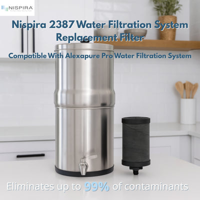 Nispira 2387 Water Filter Replacement Compatible with Alexapure Pro Gravity-Fed Water Filtration System, 5,000-Gallon Capacity