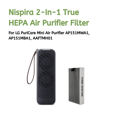 Nispira 2-In-1 True HEPA Air Purifier Filter for LG PuriCare Mini Air purifier AP151MWA1, AP151MBA1, AAFTMH01