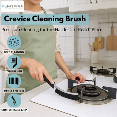Nispira Crevice Cleaning Brush, Hard Bristle Scrub Brush for Gaps, Bathroom Cleaning Tool for Windows, Faucets, and Corners, 3 Packs