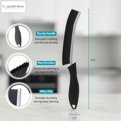 Nispira Crevice Cleaning Brush, Hard Bristle Scrub Brush for Gaps, Bathroom Cleaning Tool for Windows, Faucets, and Corners, 3 Packs