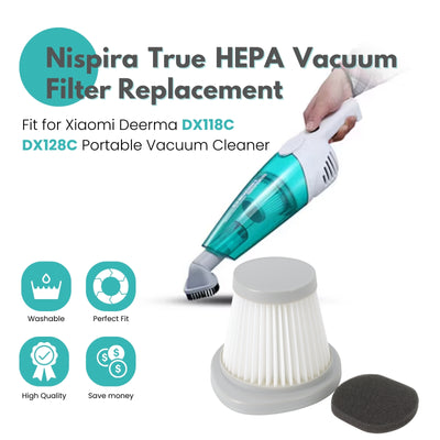 Nispira HEPA Filter Replacement Compatible with Xiaomi Deerma DX118C DX128C Handheld Portable Vacuum Cleaner