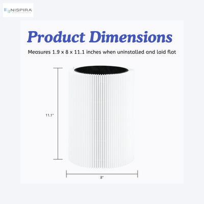 Nispira Foldable True HEPA Activated Carbon Filter Compatible with Blueair 411, 411+, MINI Air Purifiers F411PACF102174