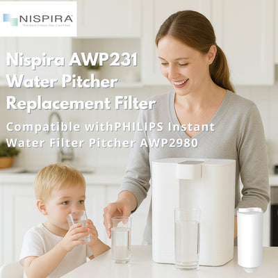 Nispira AWP231 Water Pitcher Filter Replacement for Philips AWP2980, Compatible with Philips Instant Water Filter Pitcher