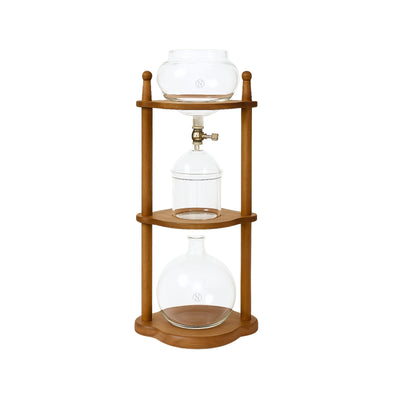 Nispira Cold Brew coffee Maker Ice Coffee Drip Machine with Advanced Slow Drip Technology Borosilicate Glass with Wood Tower, 6-8 Cup, Brown