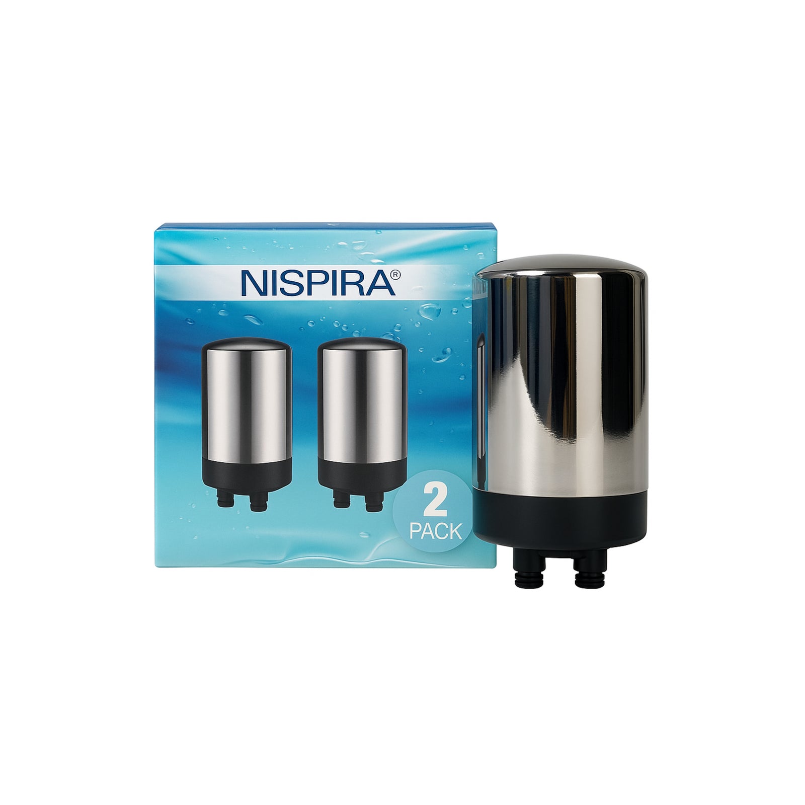Nispira Water Filter for Brita Basic Faucet Filtration Systems 36311, 36312, FF-100, FF-200 Chrome