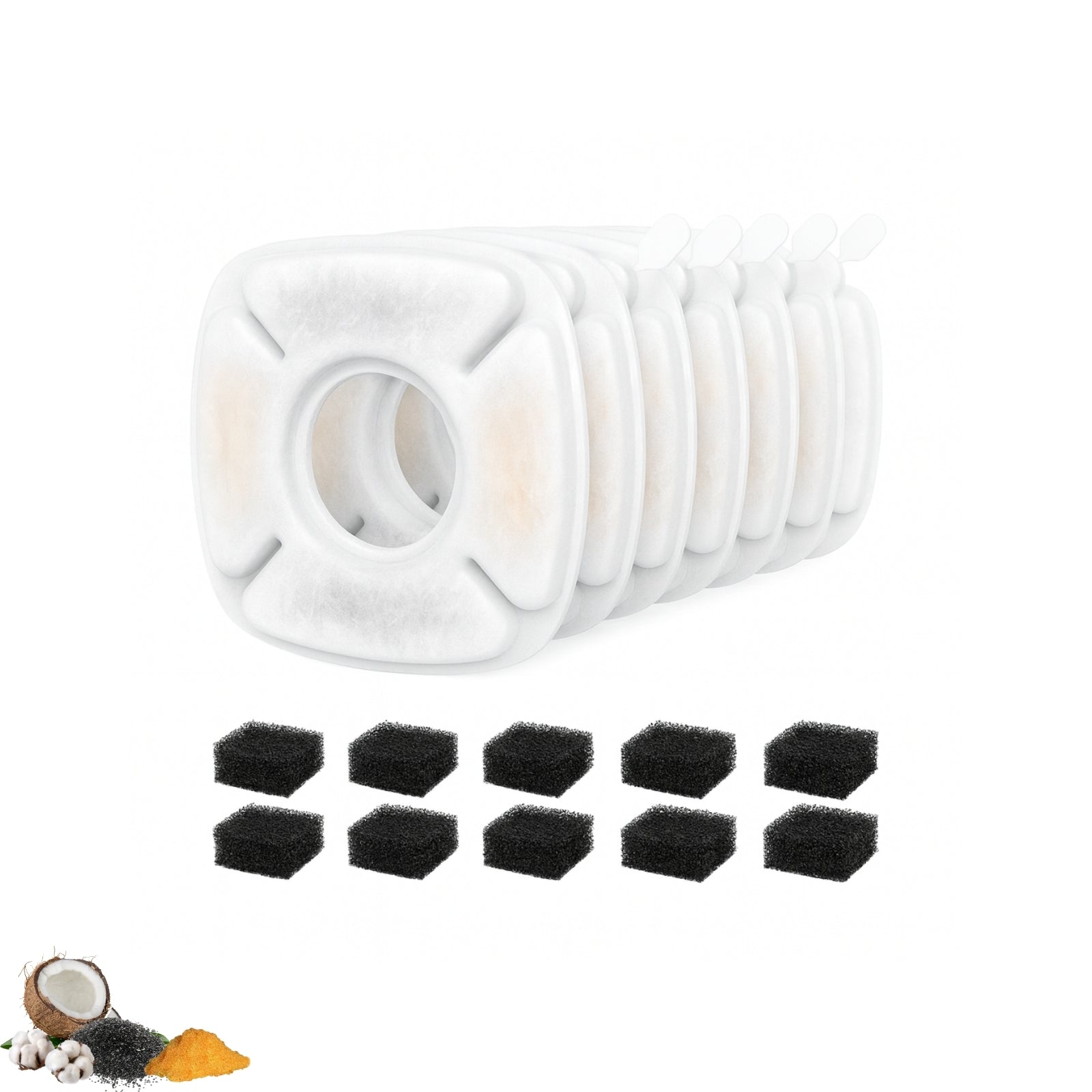 NISPIRA Triple Filtration Charcoal Water Filter Set Replacements Compatible with Veken 67oz, 95oz, 135oz Automatic Stainless Steal Cat Water Fountain, Dog Water Fountain Dispenser