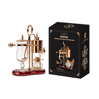 Nispira Vintage Belgian Syphon Coffee Maker – Copper Vacuum Coffee Brewer with Alcohol Burner, Tabletop Manual Coffee Maker