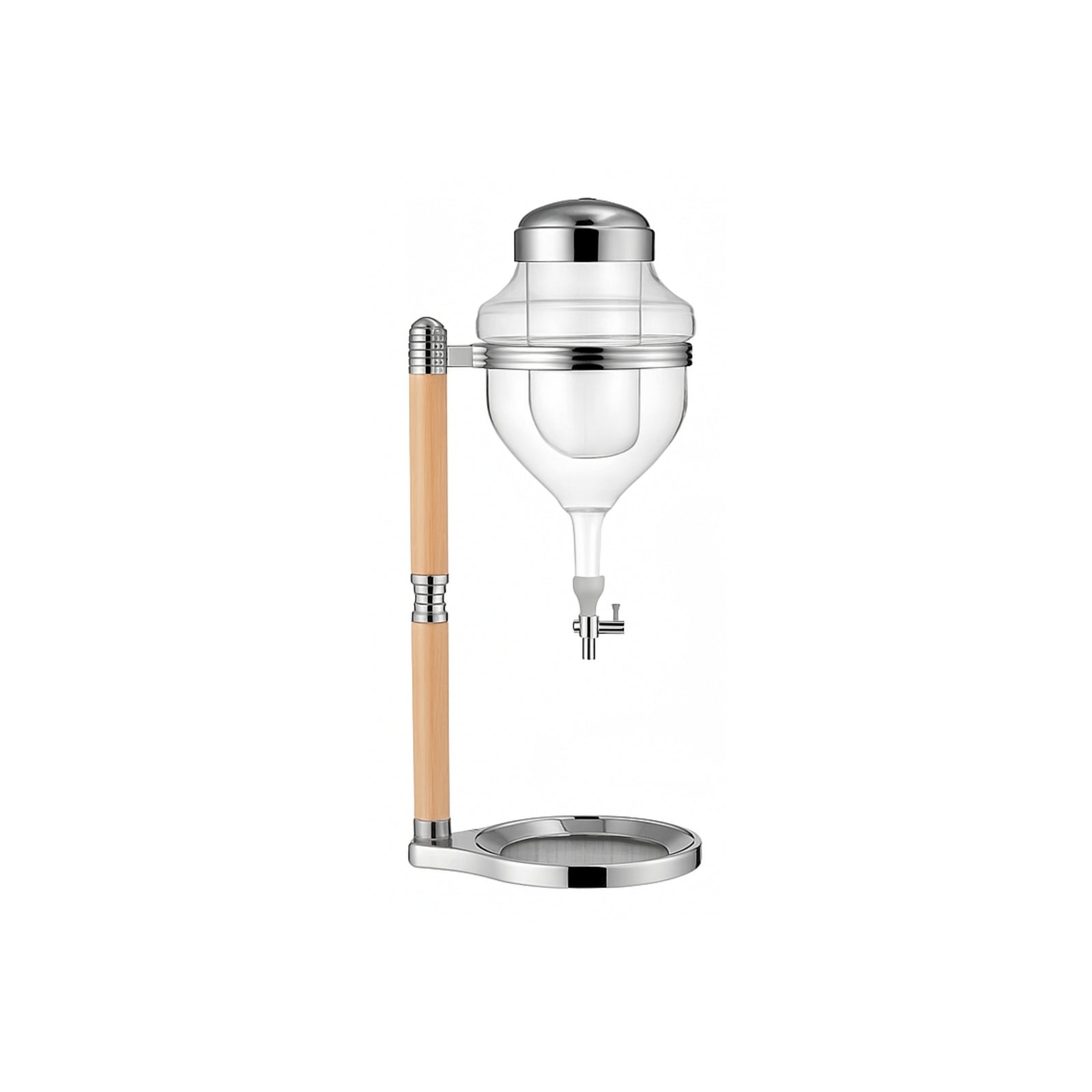 Nispira Ice Sake Wine Whisky Dispenser | Jug Cooler Decanter with Wooden Handle Borosilicate Glass Valve Opening