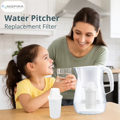 Nispira Water Filter Replacement Compatible with Nakii Aquaphor Water Pitcher Dispenser Removes Chlorine, Lead, Odor, Color Reduce Water Hardness