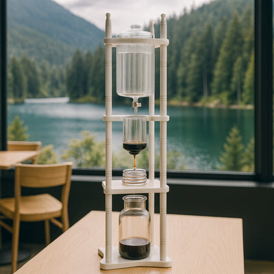 Nispira Cold Brew Drip Tower Iced Coffee Maker Glass Wooden Stand 25 Cups