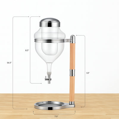 Nispira Ice Sake Wine Whisky Dispenser | Jug Cooler Decanter with Wooden Handle Borosilicate Glass Valve Opening