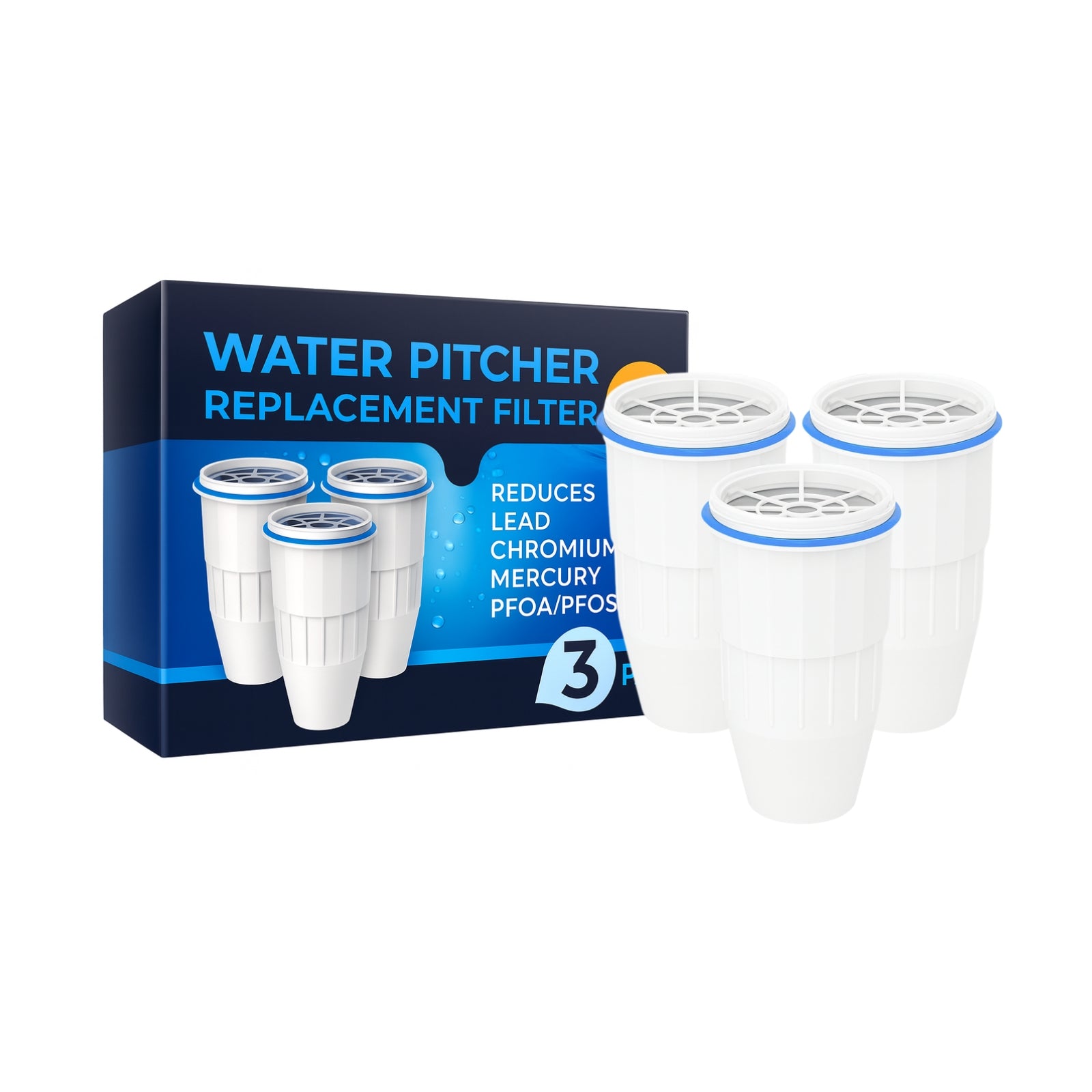 Nispira Water Filter Replacement Compatible with ZeroWater Pitchers and Dispensers ZR-001, ZR-004, ZR-017, ZP010, 5-Stage Filtration System