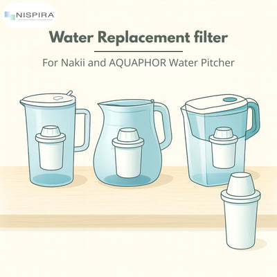 Nispira Water Filter Replacement Compatible with Nakii Aquaphor Water Pitcher Dispenser Removes Chlorine, Lead, Odor, Color Reduce Water Hardness