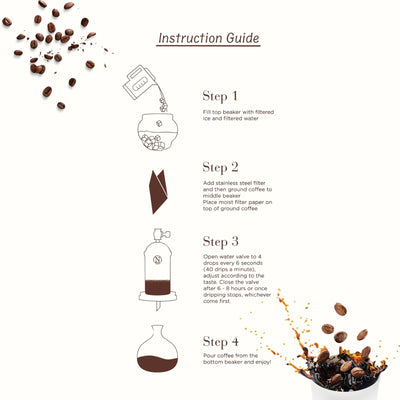 Nispira Cold Brew coffee Maker Ice Coffee Drip Machine with Advanced Slow Drip Technology Borosilicate Glass with Wood Tower, 6-8 Cup, Brown