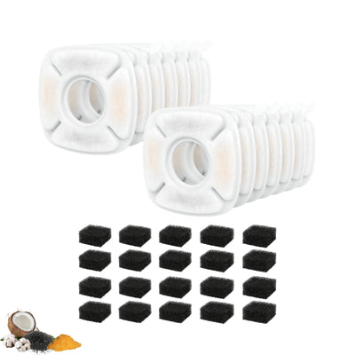 NISPIRA Triple Filtration Charcoal Water Filter Set Replacements Compatible with Veken 67oz, 95oz, 135oz Automatic Stainless Steal Cat Water Fountain, Dog Water Fountain Dispenser