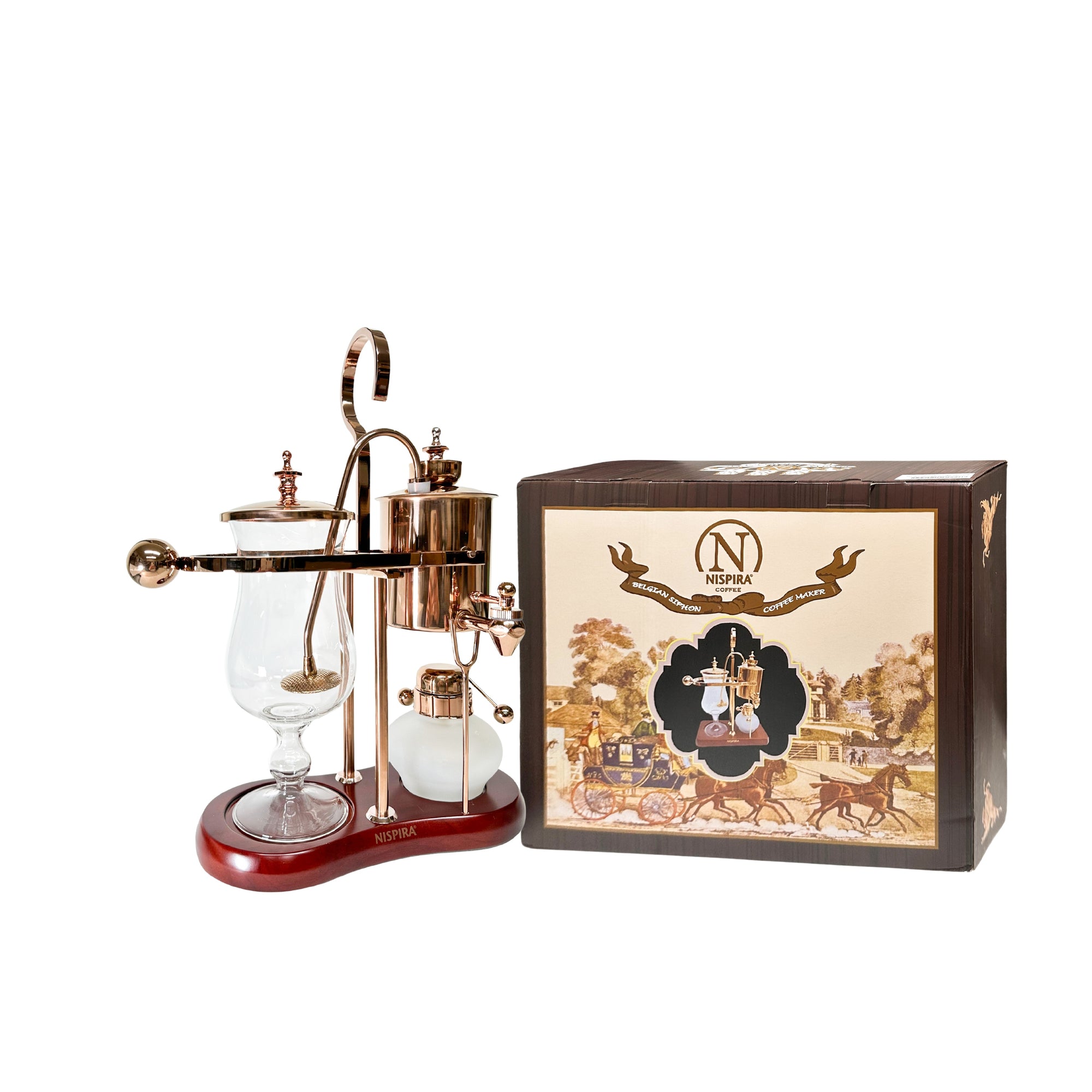 Nispira Vintage Belgium Royal Balance Syphon Siphon Coffee Maker, Copper