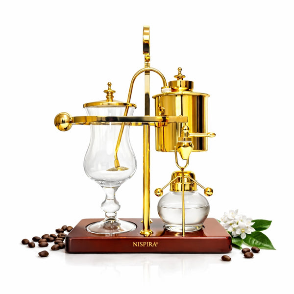 Nispira Vintage Belgian Syphon Coffee Maker – Gold Vacuum Brewer with