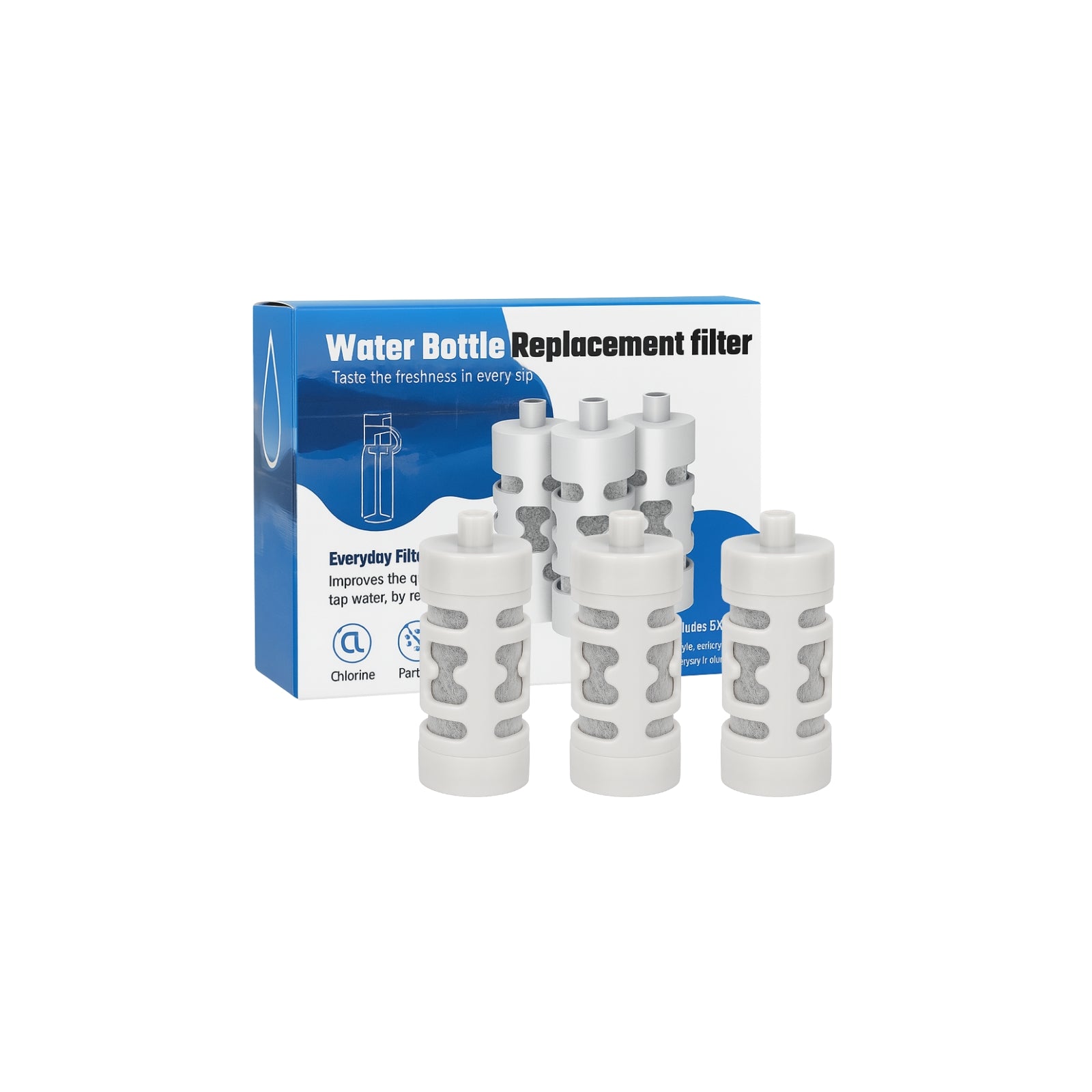 Nispira Activated Carbon Water Filter Replacement Compatible with Philips GoZero Everyday Water Bottle