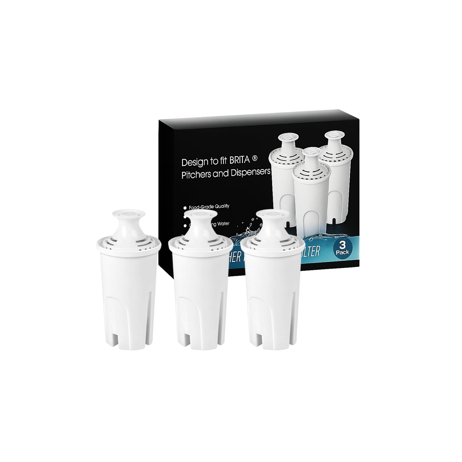 Nispira Water Filter Replacement Compatible for Brita OB03, Classic 35557, Mavea 107007, Removes Chlorine, Lead, Odor, Color Reduce Water Hardness