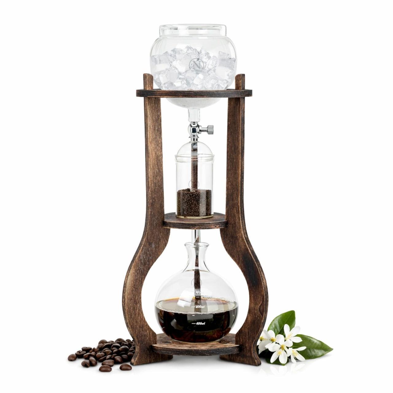Nispira Wooden Frame Ice Cold Brew Dripping Coffee Maker – Handcrafted Cold Brew Brewer for Home Café Experience