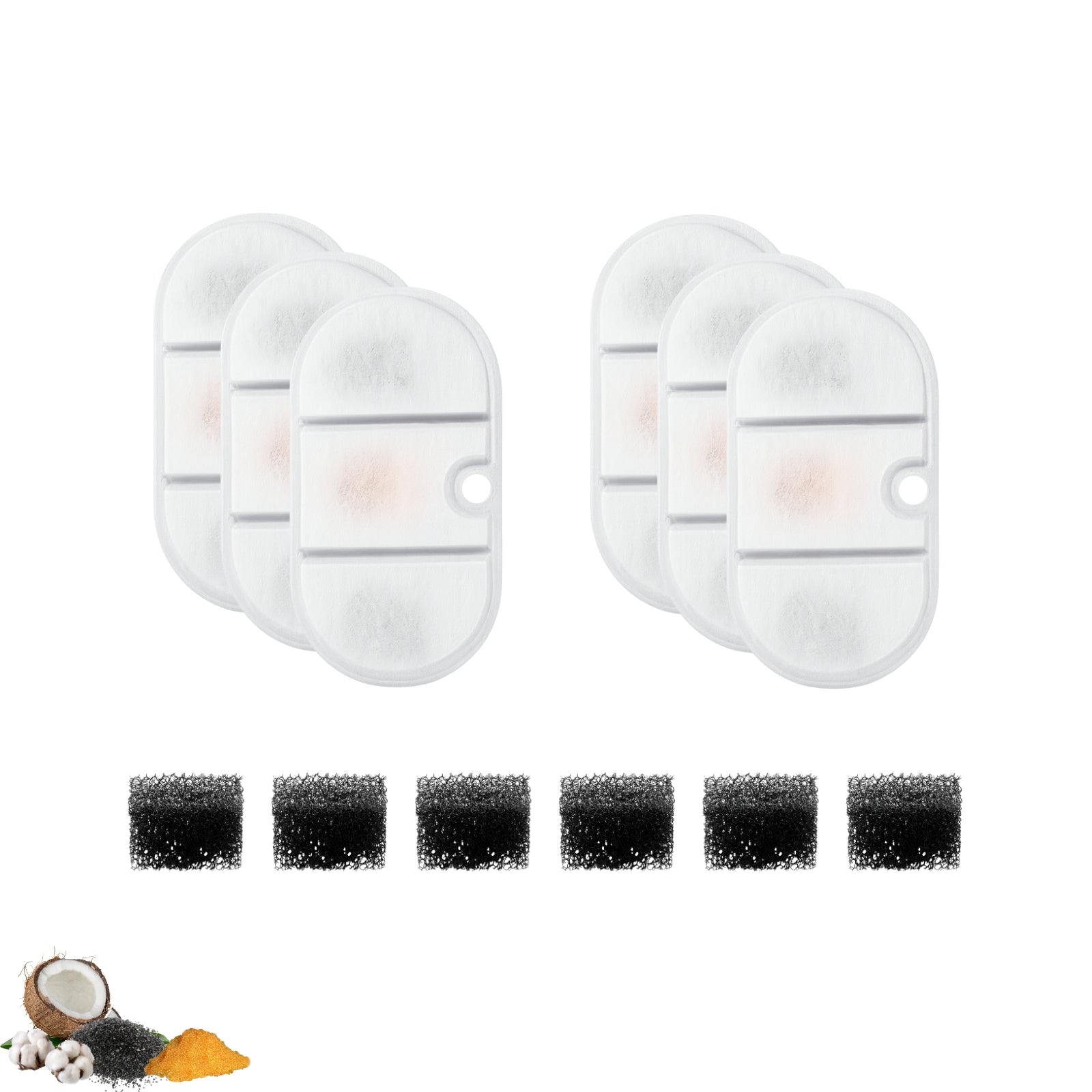 NISPIRA PLWF002 Cat Water Fountain Activated Charcoal Water Filter Kit Replacements with Spongies Compatible with Petlibro 71oz/2.1L