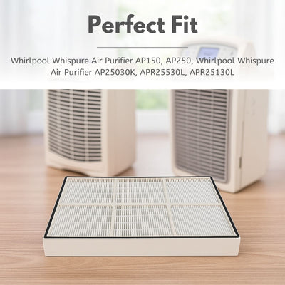 Nispira True HEPA Filter + Pre-Carbon Filters for Whirlpool Whispure Air Purifier AP150, AP250, AP25030K, APR25530L, APR25130L, 1183051K