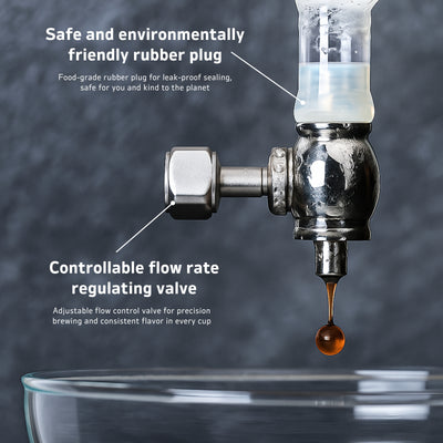 Nispira Cold Brew Drip Tower Iced Coffee Maker Glass Wooden Stand 25 Cups