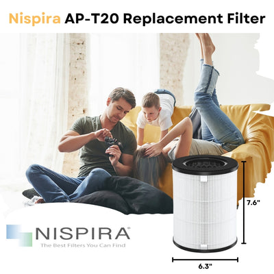 Nispira True HEPA Filter Compatible with TotalClean 360 Tower Air Purifier AP-T20 AP-T20WT