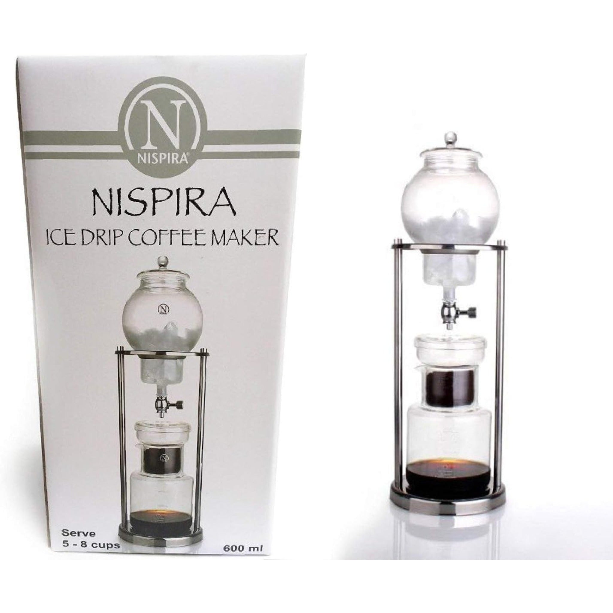 Nispira Iced Coffee Cold Brew Drip Coffee Maker Mini Tower, 400ml (BD-12) Silver