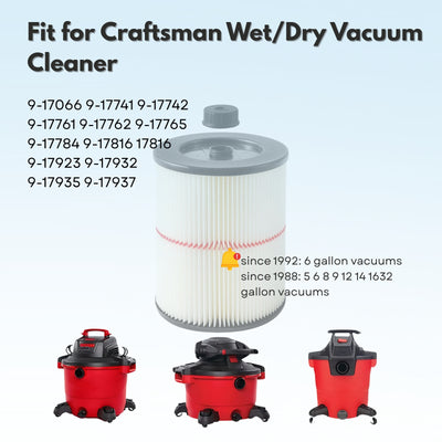 Nispira HEPA Filter for Craftsman Red Stripe Shop Vacuum Wet/Dry 17816