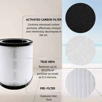 Nispira MAF-03 3-in-1 True HEPA Filter Replacement Compatible with Miko Ibuki L Air Purifier