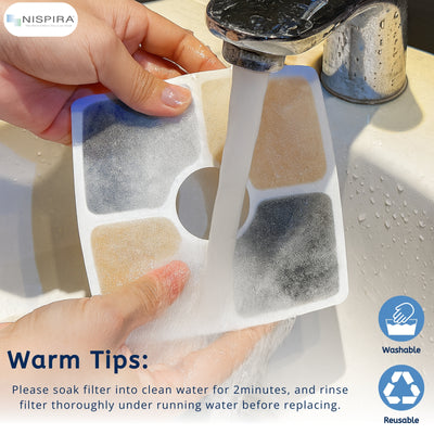 NISPIRA Triple Filtration Charcoal Water Filter Set Replacements Compatible with Veken 67oz, 95oz, 135oz Automatic Stainless Steal Cat Water Fountain, Dog Water Fountain Dispenser