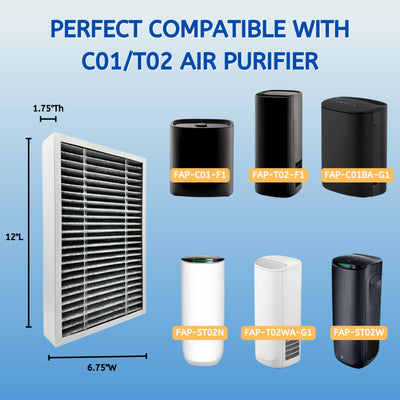 Nispira Carbon HEPA Filter for C01 T02 Filtrete Air Purifier FAP-T02-F1 F1 FAPF-F1-O