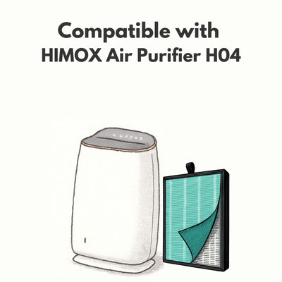 Nispira H04 3-In-1 True HEPA Filter for HIMOX Air Purifier H04 Removes Smoke, Odor, Chemical VOCs
