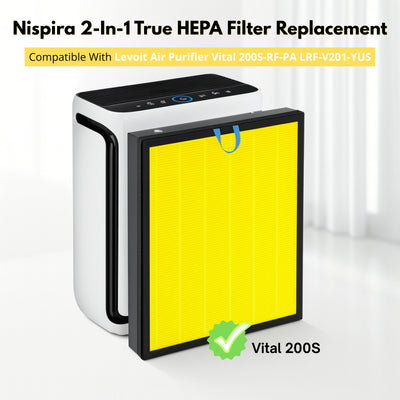Nispira 2-In-1 True HEPA Filter Replacement Compatible with Levoit Air Purifier Vital 200S-RF-PA LRF-V201-YUS