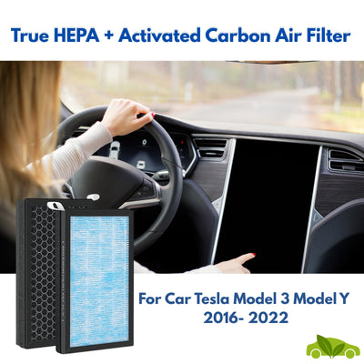 Nispira 3-In-1 Cabin Intake HEPA Air Filter Activated Carbon for Car Tesla Model 3 Model Y 2016- 2022