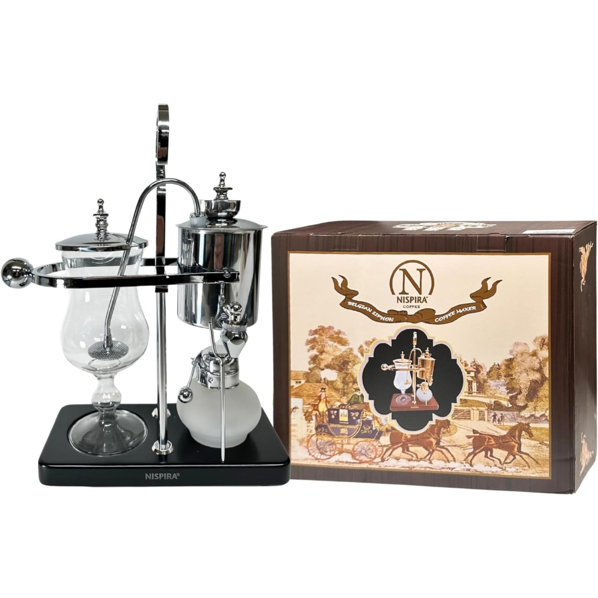 Nispira Vintage Belgium Royal Balance Syphon Siphon Coffee Maker, Silver