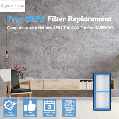 Nispira AER1 Compatible HEPA Filter Replacement for Holmes Air Purifier HAPF30AT HAP242-NUC