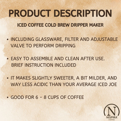 Nispira Retro Ice Cold Brew Dripping Coffee Maker Tower, 600ml in Wooden (BD-7)