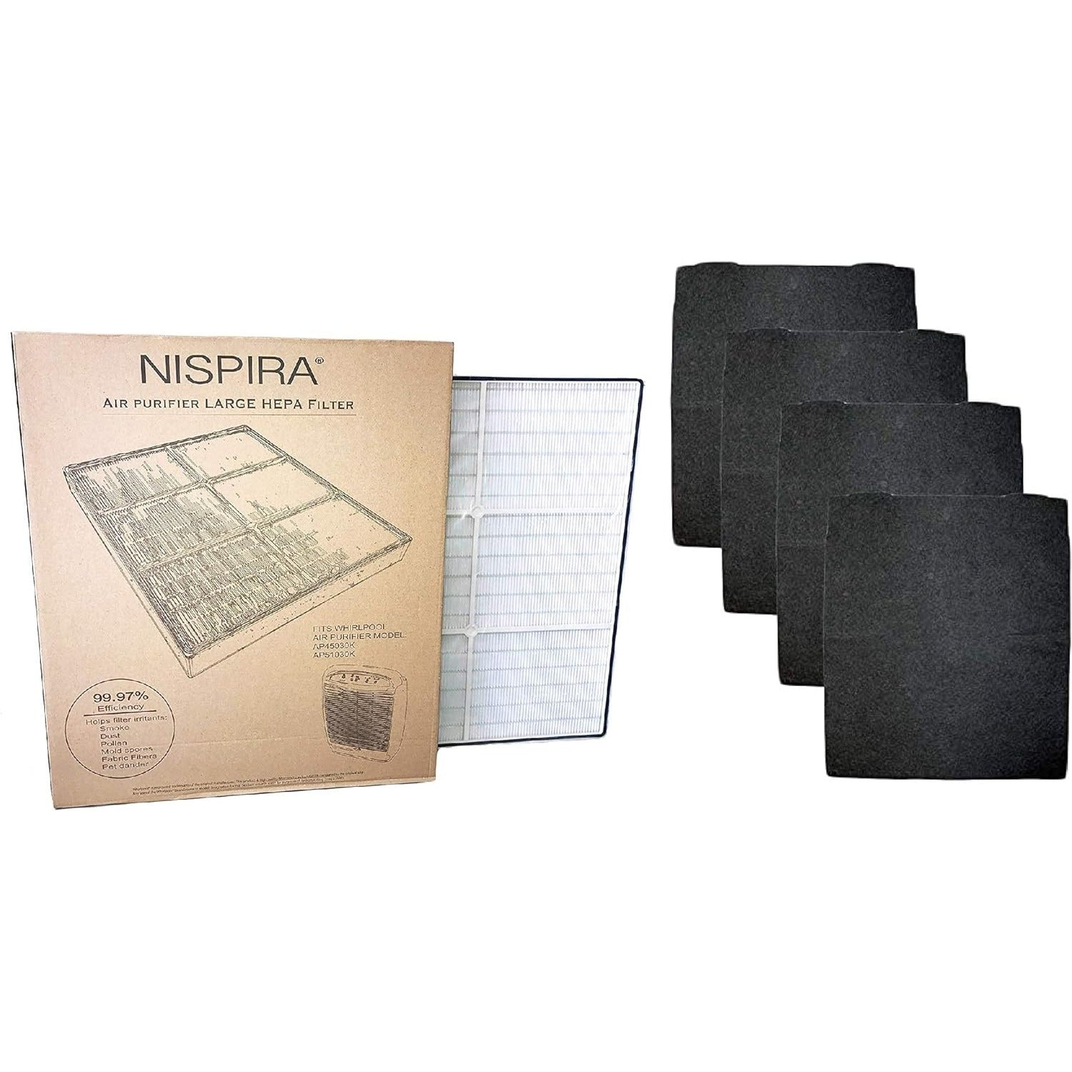 Nispira HEPA Filter Compatible with Whirlpool Whispure Air Purifier 510 AP510, AP530, AP450, WP500, WP1000 1183054K